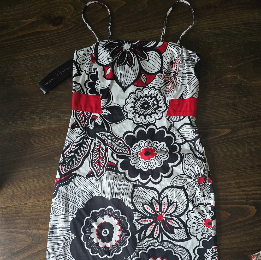 Floral Black and Red Dress